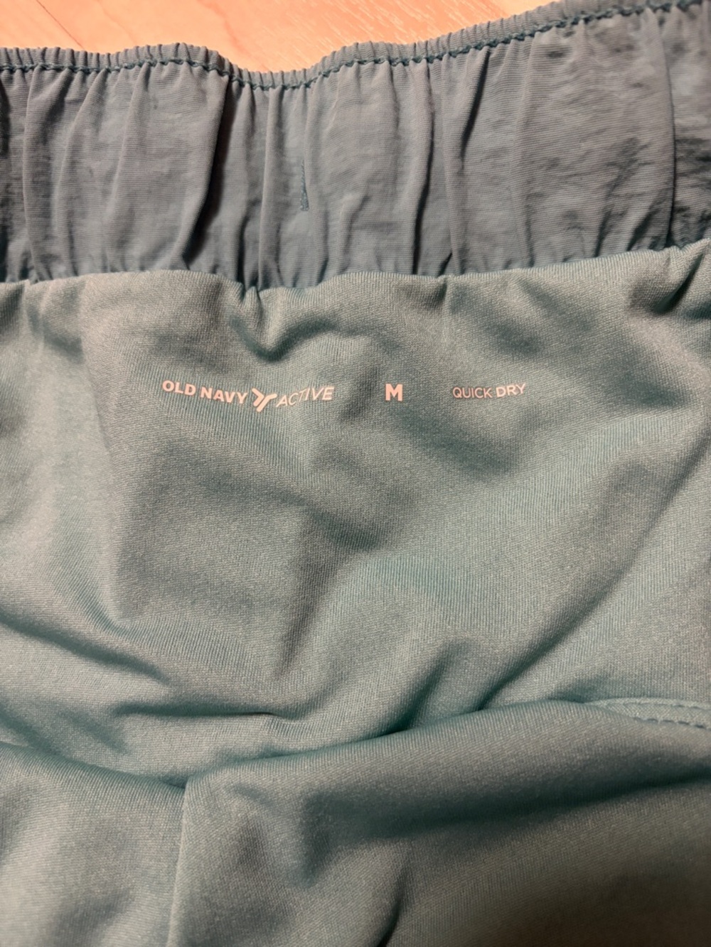 Old Navy Teal Green Running Shorts with Dark Trim - Picture 2 of 4